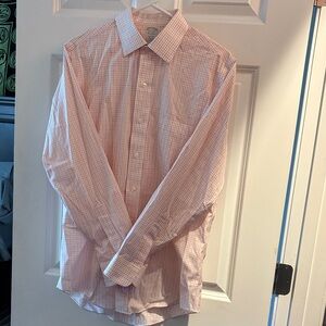 Brooks Brothers Milano Pink Plaid Dress Shirt 15 1/2 - 33